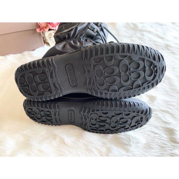 COACH SAGE SZ 8B BLACK NYLON/LEATHER WATERPROOF LINED COLD WEATHER BOOTS, SNOW - Picture 4 of 9